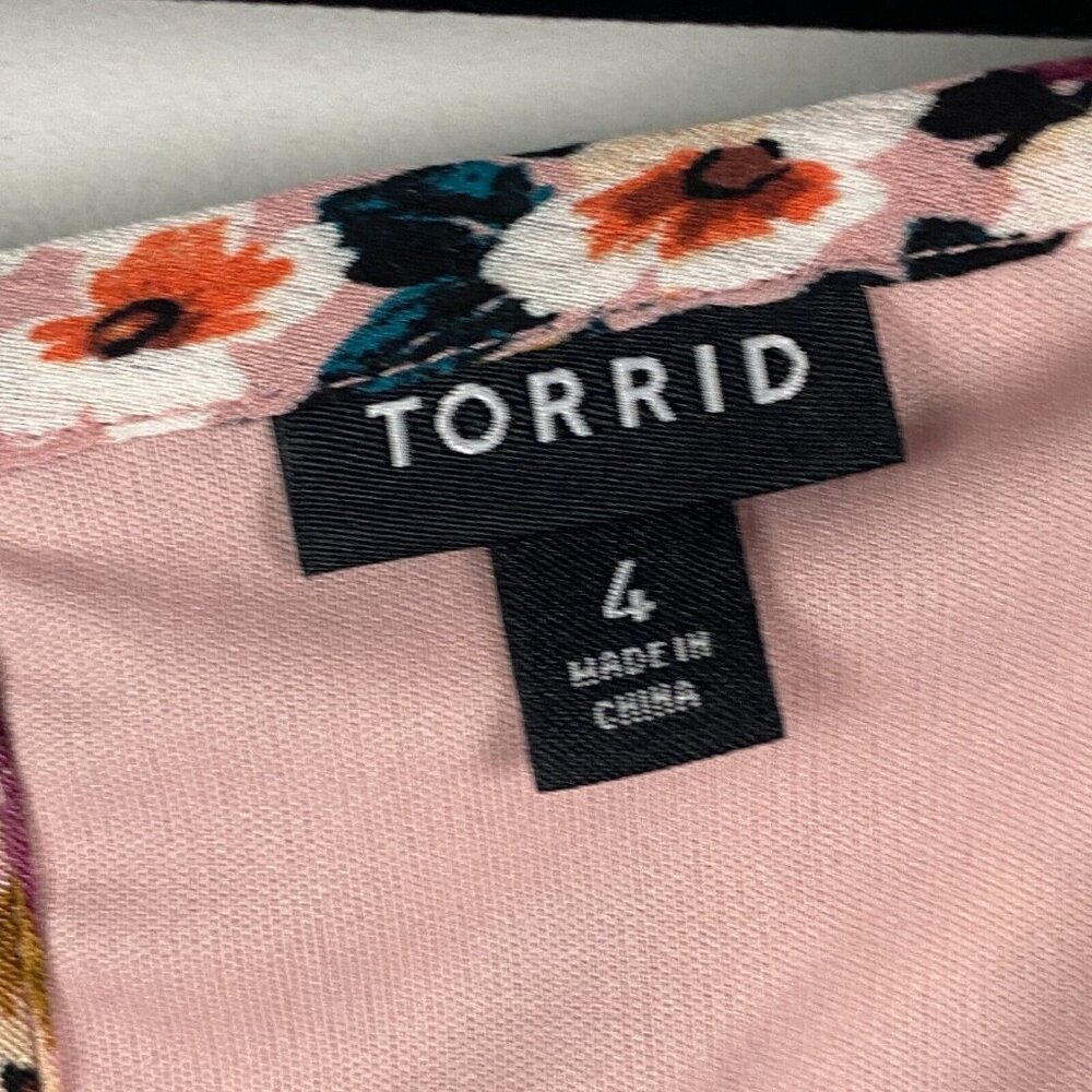 Torrid Mini Gauze Cold Shoulder Skater Dress Size 4X Floral Pockets Long Sleeve - Picture 6 of 13